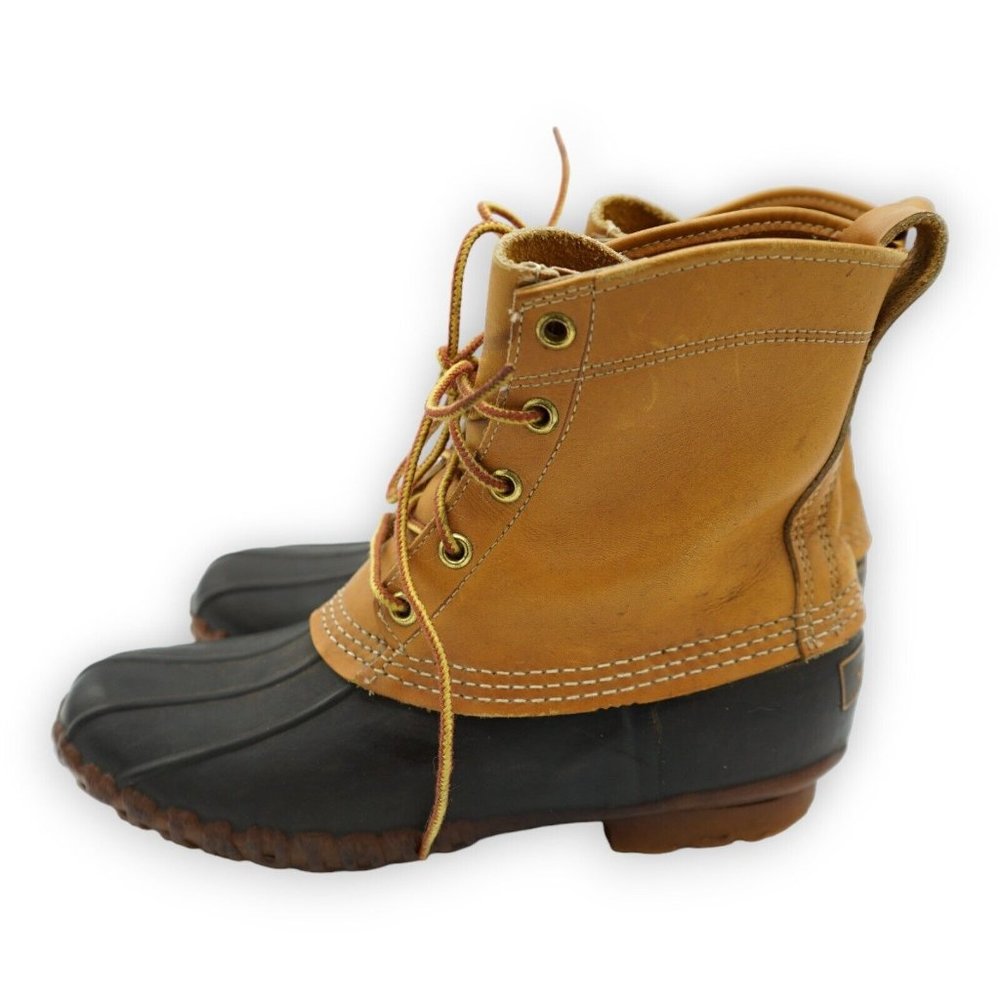 L.L. Bean Maine Hunting Shoe High Top Ankle Boots Women 7 Leather Rubber Lace Up - Picture 3 of 10